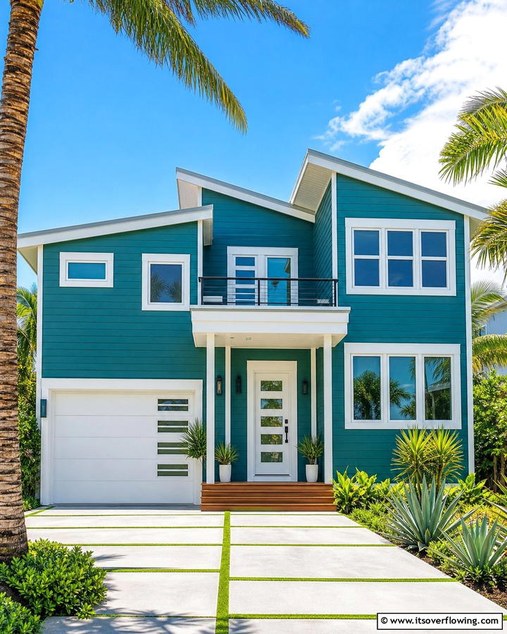 Cool Teal Tones - 21 Exterior House Color Schemes for Curb Appeal
