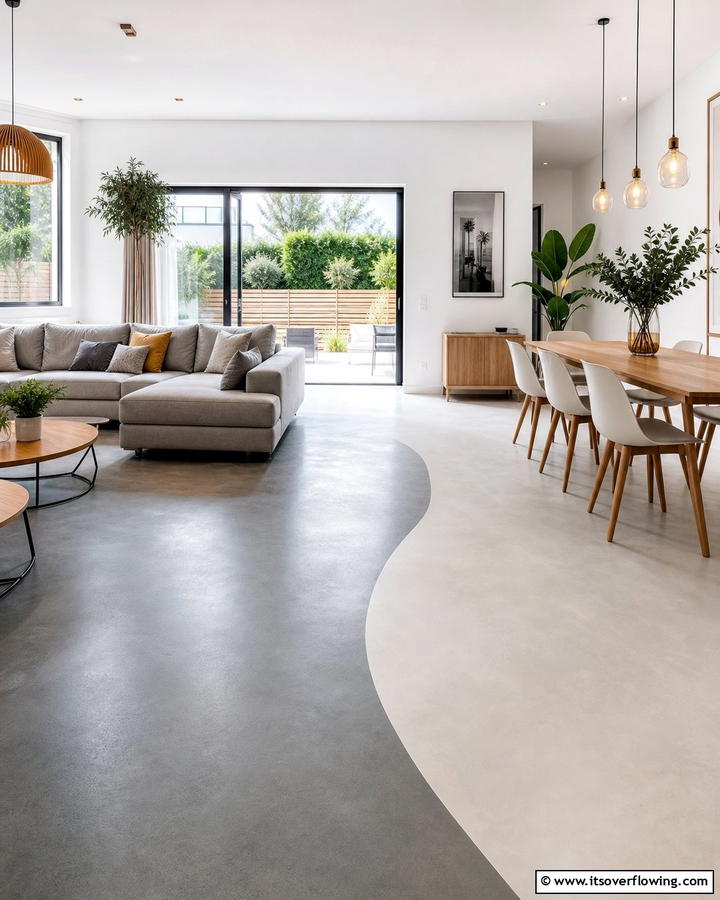 Cool Two Toned Floors - 20 Indoor Concrete Floor Paint Ideas for a Modern Look
