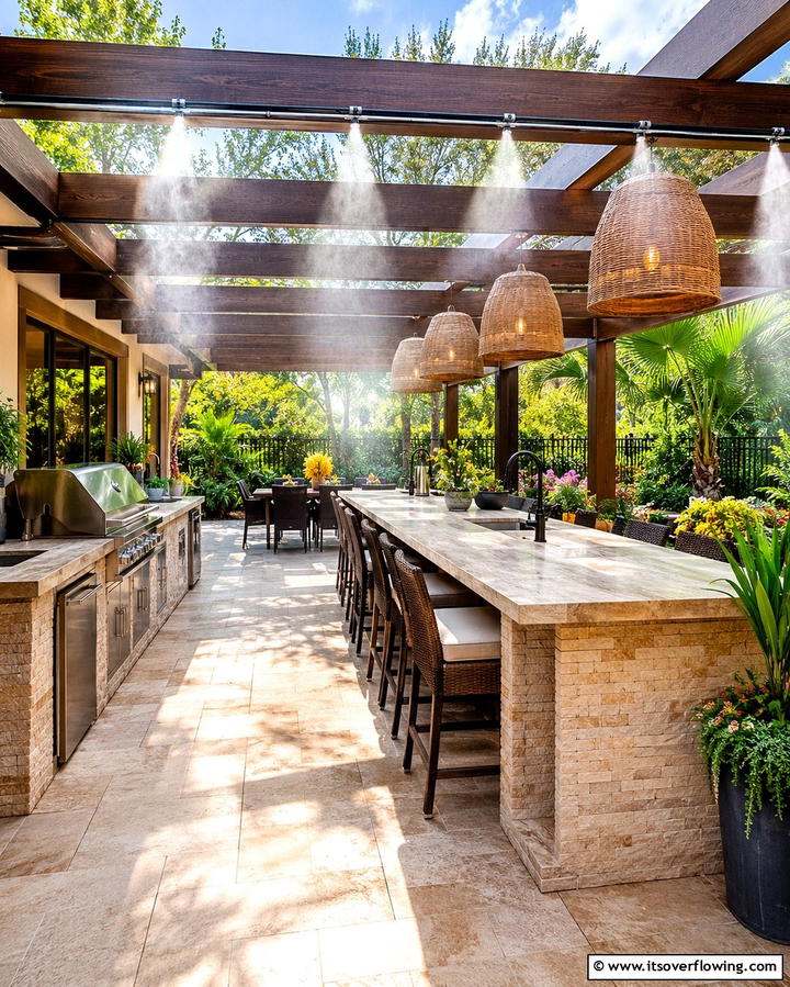 Cooling Misting System - 20 Summer Kitchen Ideas to Refresh Your Space