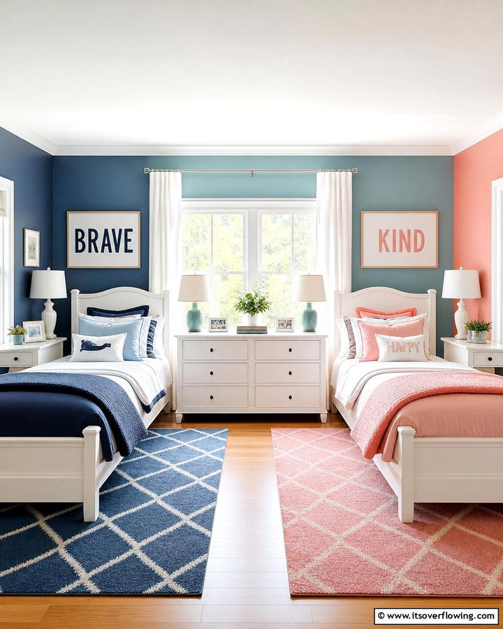 Coordinated Color Zones - 21 Shared Small Room Ideas for Siblings’ Harmonious Space