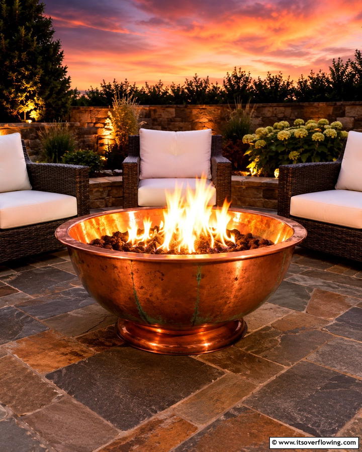 Copper Bowl Fire Pit - 25 Wood Burning Fire Pit Ideas for Cozy Nights