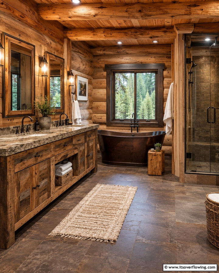 Copper Sinks - 25 Log Cabin Bathroom Ideas for a Rustic and Relaxing Retreat