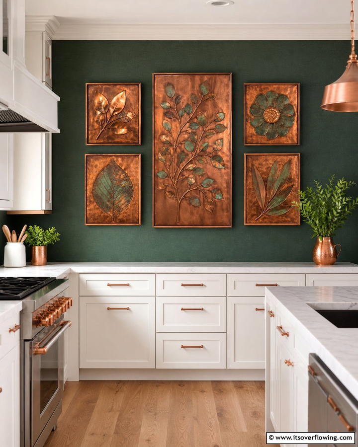 Copper Wall Art with Green Accents - 20 Green and Copper Kitchen Ideas for a Trendy Look