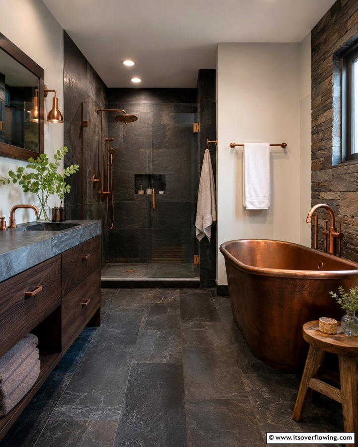 Copper or Bronze Fixtures - 25 Rustic Bathroom Ideas for a Cozy Feel