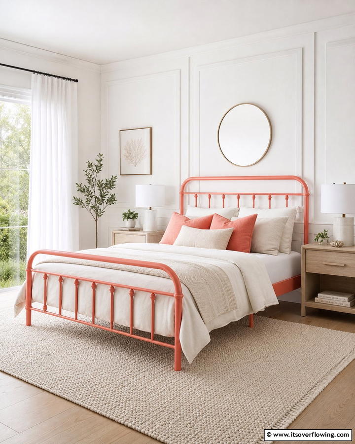 Coral Bed Frame - 20 Coral Bedroom Ideas to Brighten Your Space