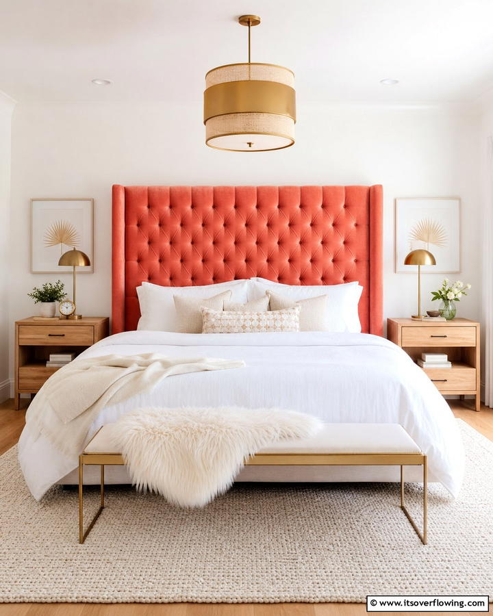 Coral Headboard - 20 Coral Bedroom Ideas to Brighten Your Space