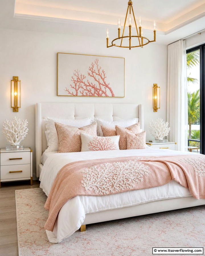 Coral Inspired Accents - 25 Ocean-themed Bedroom Ideas for a Serene and Relaxing Space