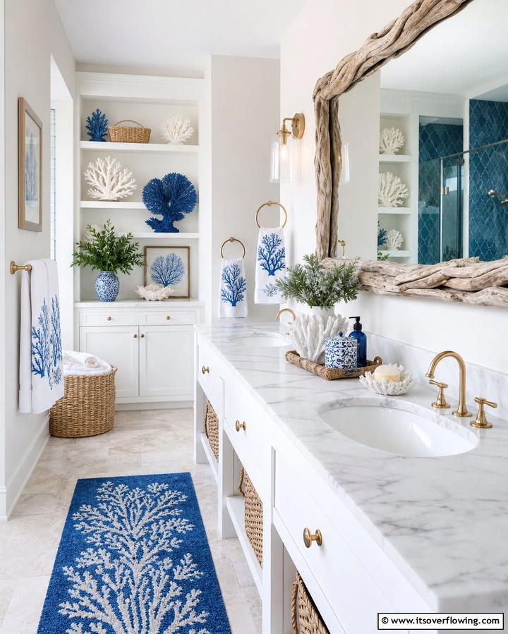 Coral Inspired Accessories - 25 Coastal Bathroom Ideas for a Serene Beach Retreat