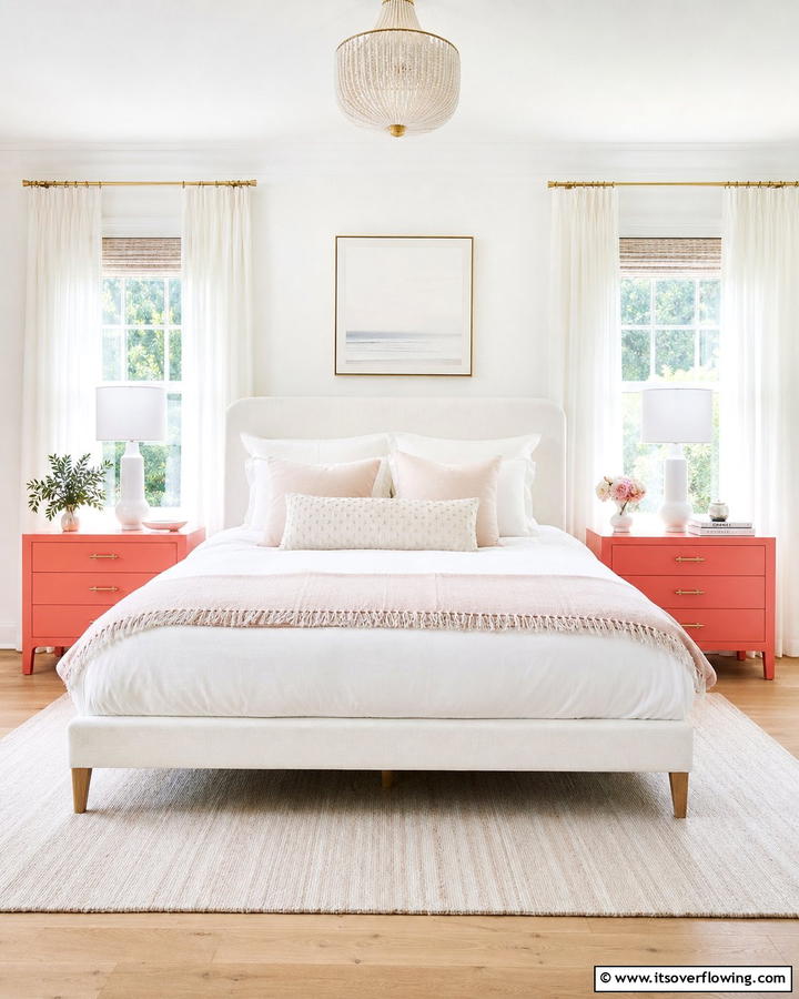 Coral Nightstands - 20 Coral Bedroom Ideas to Brighten Your Space