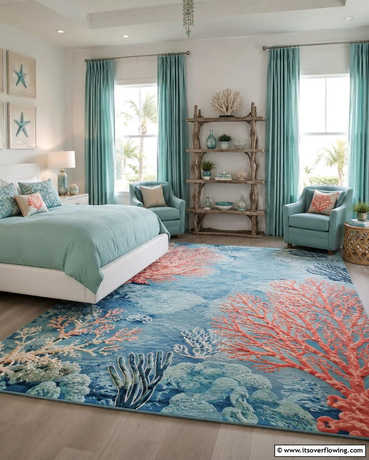 Coral Reef Inspired Rugs - 20 Underwater Mermaid Bedroom Ideas for Fantasy