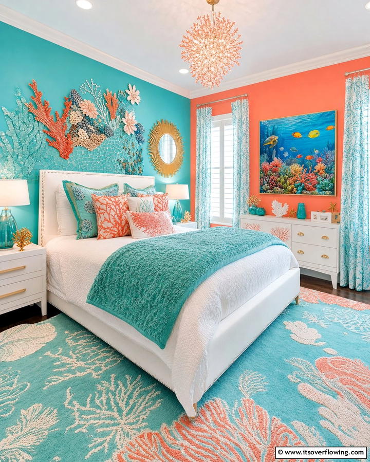 Coral Reef Vibes - 30 Enchanting Mermaid Bedroom Ideas for a Whimsical Retreat