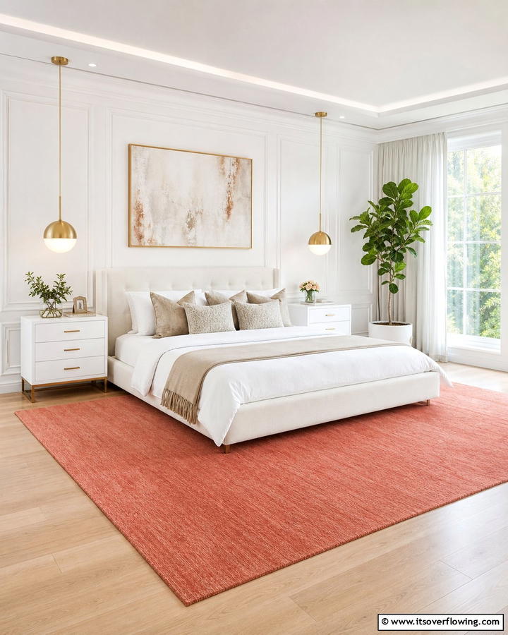 Coral Rugs - 20 Coral Bedroom Ideas to Brighten Your Space