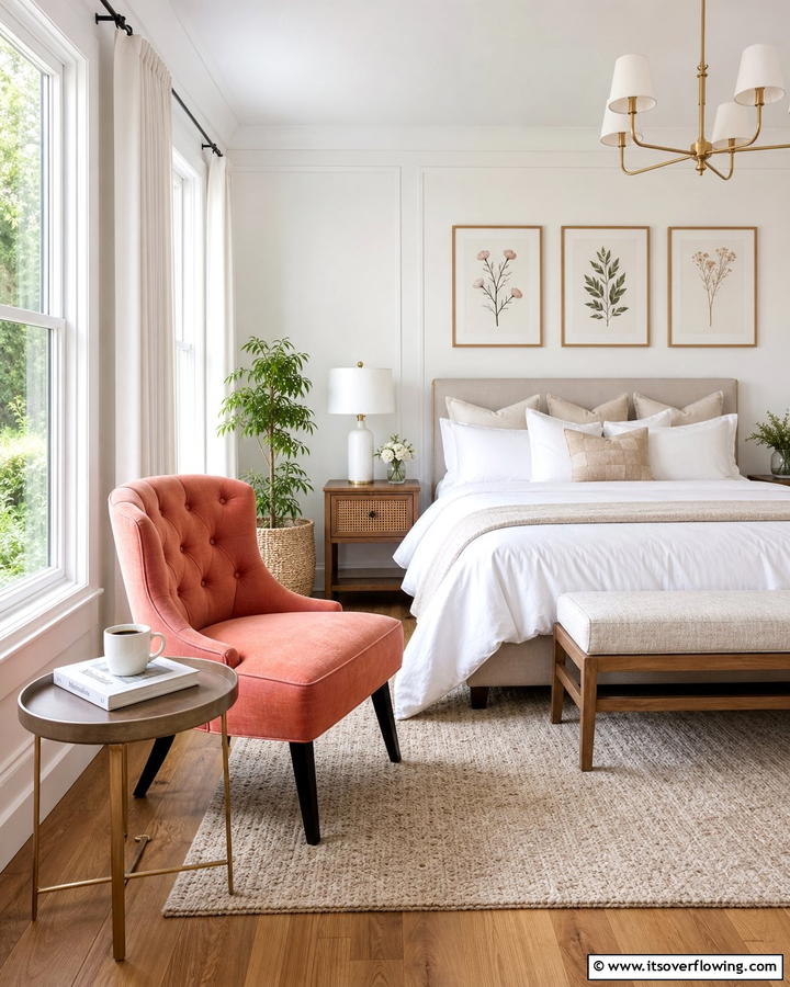 Coral Upholstered Chair - 20 Coral Bedroom Ideas to Brighten Your Space