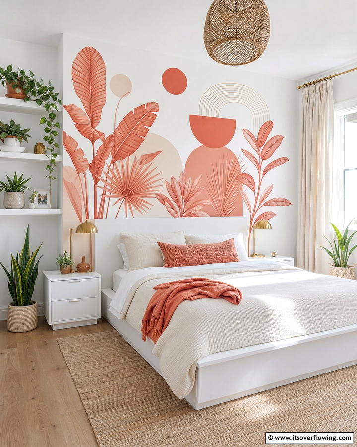 Coral Wall Decals - 20 Coral Bedroom Ideas to Brighten Your Space