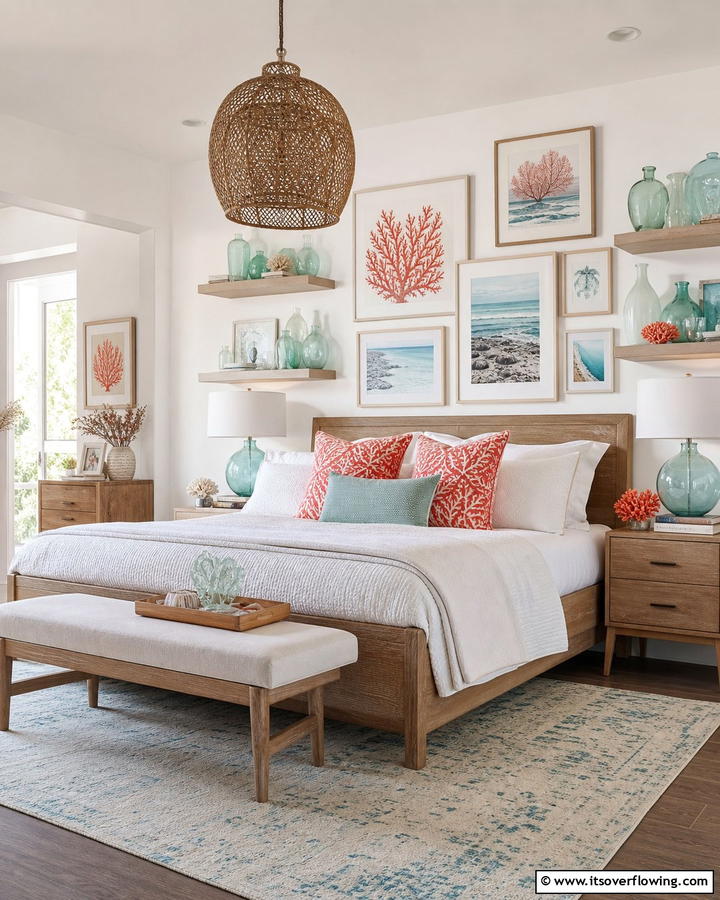 Coral and Sea Glass Accents - 21 Beach Themed Bedroom Ideas for a Coastal Escape at Home