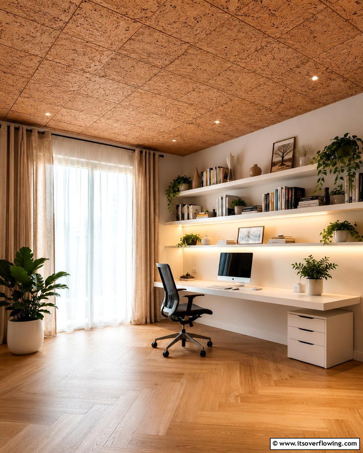 Cork Ceiling for Natural Appeal - 25 Affordable Cheap Ceiling Ideas for Your Home