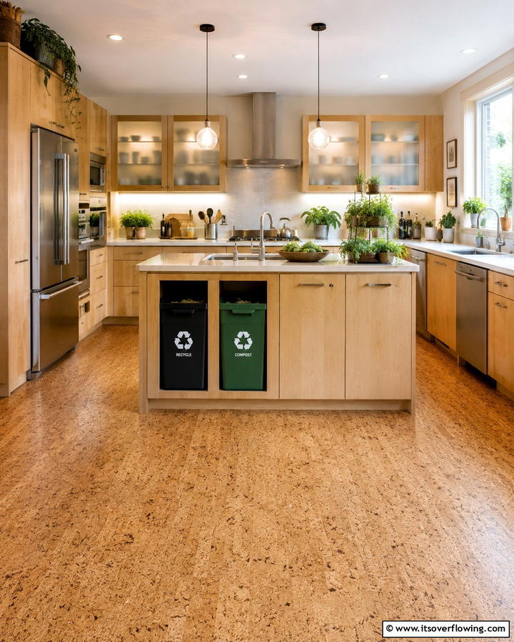 Cork Flooring - 25 Kitchen Floor Ideas to Transform Your Cooking Space