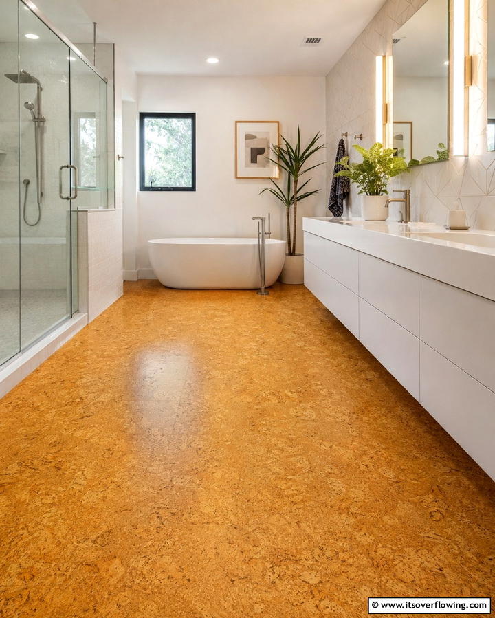 Cork Flooring - 25 Natural Bathroom Ideas for a Spa-Like Retreat at Home