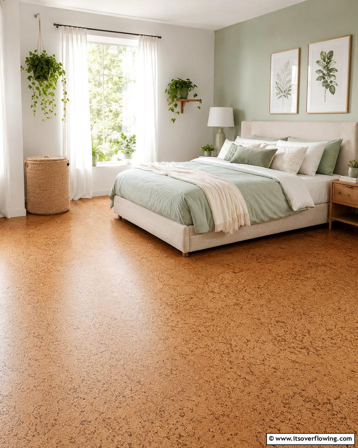 Cork Flooring Warmth - 30 Bedroom Flooring Ideas to Elevate Comfort and Style