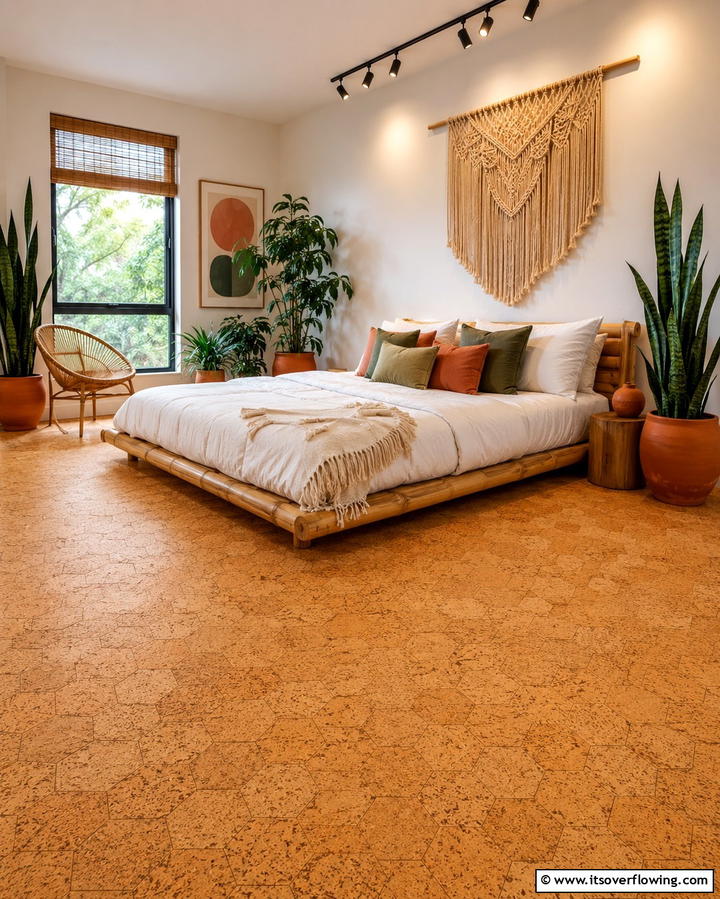Cork Flooring for Comfort and Sustainability - 30 Bedroom Flooring Ideas to Elevate Comfort and Style