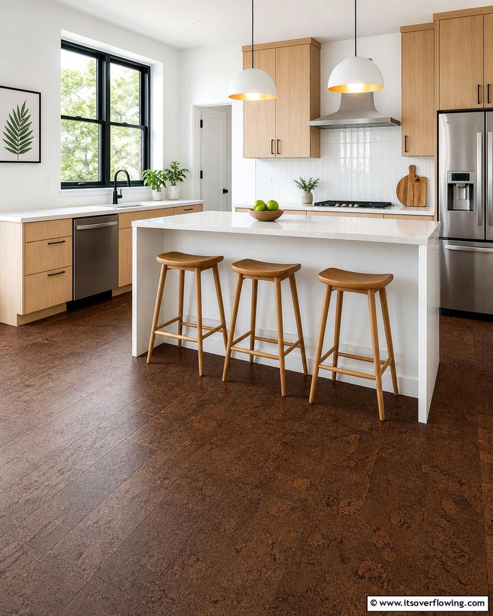 Cork Flooring for Comfort and Sustainability - 25 Kitchen Flooring Ideas for Durability and Style