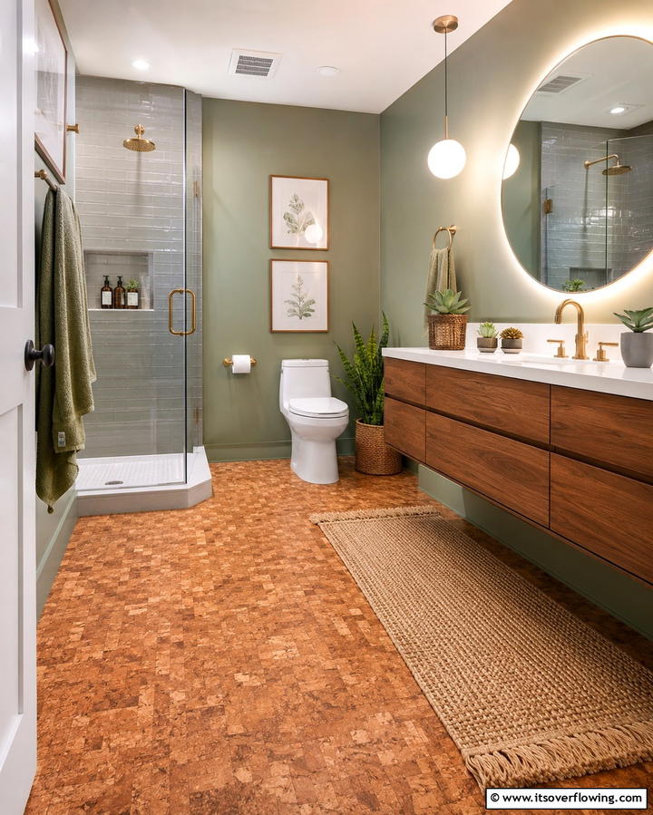Cork Flooring for Comfort - 25 Bathroom Flooring Ideas for Style and Durability