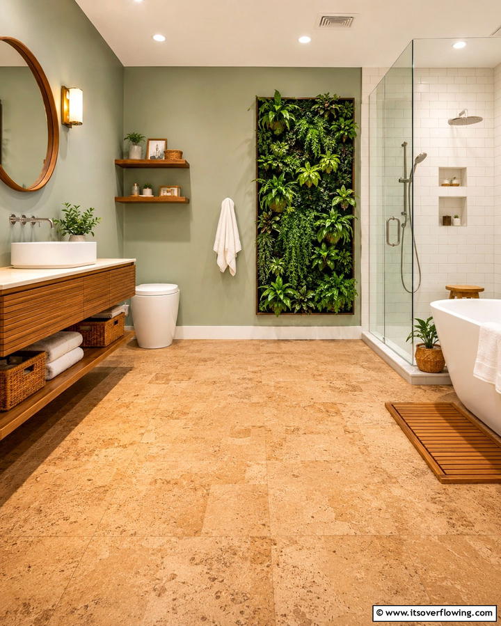 Cork Flooring for Eco Friendly Comfort - 25 Bathroom Flooring Ideas for Style and Durability