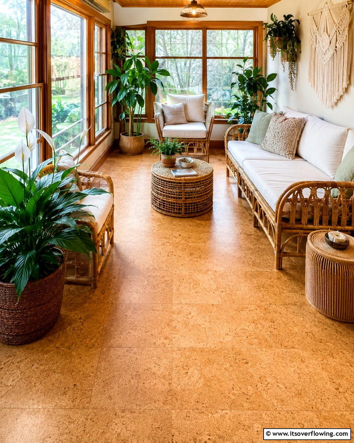 Cork Tiles - 20 Sunroom Tile Floor Ideas for Durable and Stylish Floors