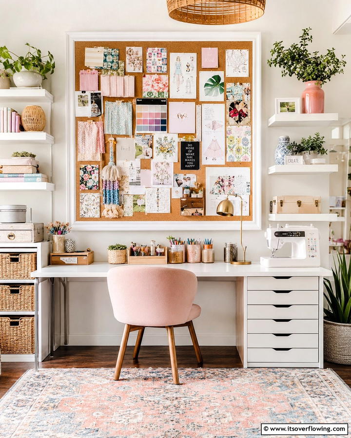 Corkboard for Inspiration and Notes - 25 Craft Room Organization Ideas for Creative Spaces