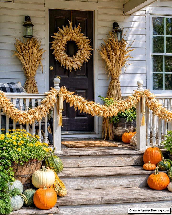 Corn Husk Craft Creations - 21 Fall Outdoor Decorating Ideas for a Cozy Vibe