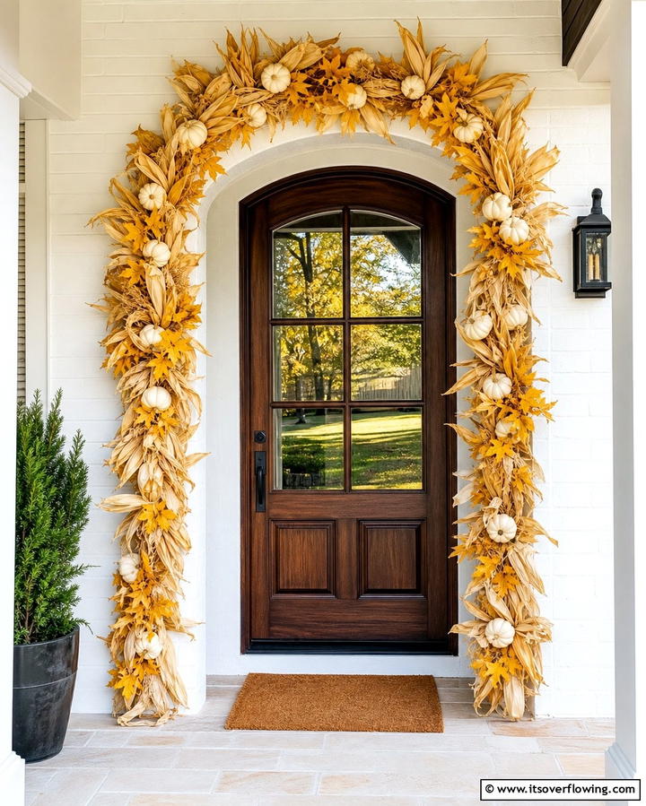 Corn Husk Garlands - 25 Front Door Fall Decor Ideas for a Welcoming Entrance
