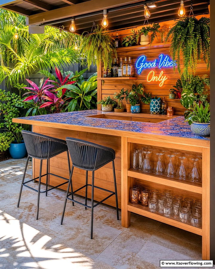 Corner Bar Setup - 20 Creative Corner Patio Ideas for Small Outdoor Spaces