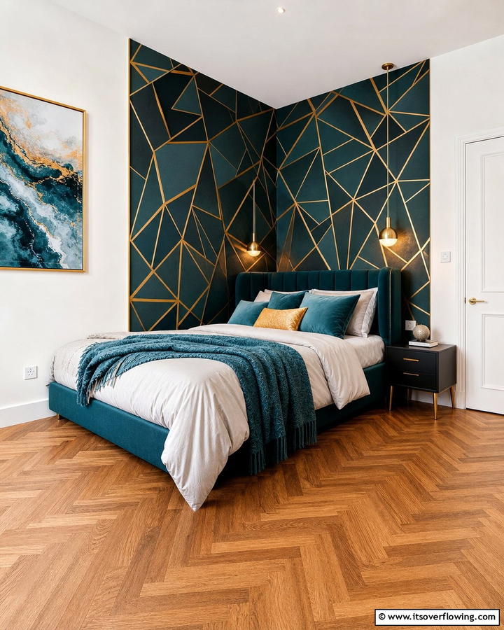 Corner Bed with Accent Wall - 20 Creative Corner Bed Ideas for Small Spaces