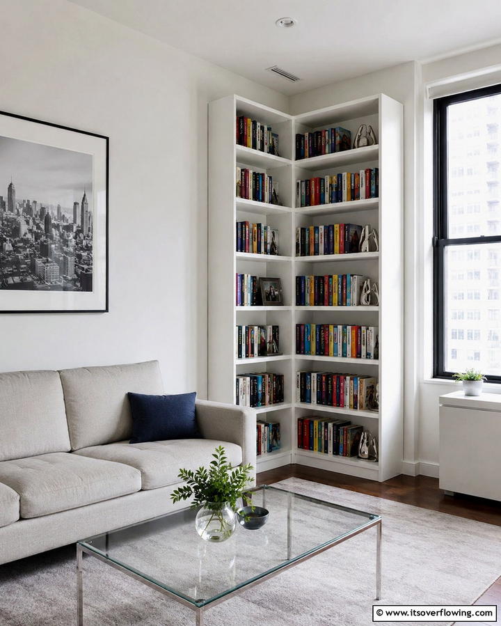 Corner Bookshelves for Space Optimization - 25 Living Room Bookshelf Ideas for Stylish Storage
