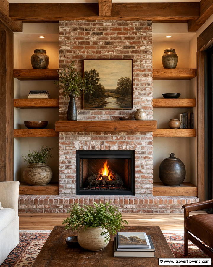 Corner Brick Fireplace Charm - 25 Rustic Brick Fireplace Ideas to Warm Up Your Home