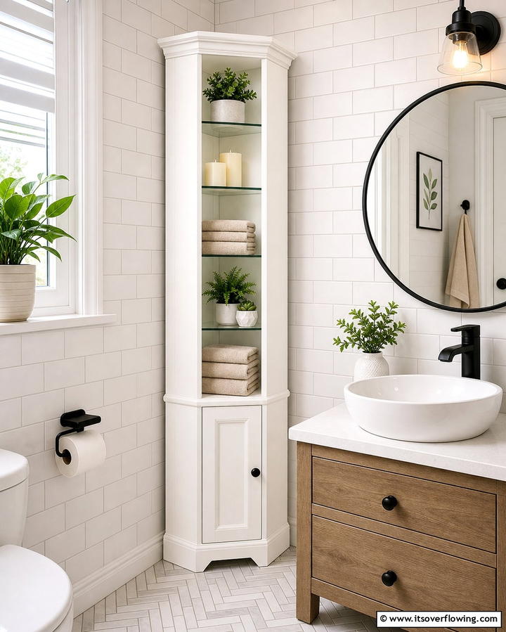 Corner Cabinets to Maximize Space - 25 Bathroom Cabinet Ideas for Organized Spaces