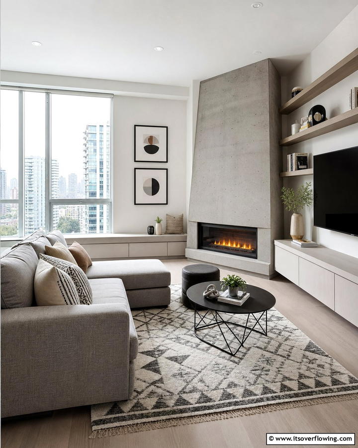 Corner Concrete Fireplaces - 20 Modern Concrete Fireplace Ideas for Your Home
