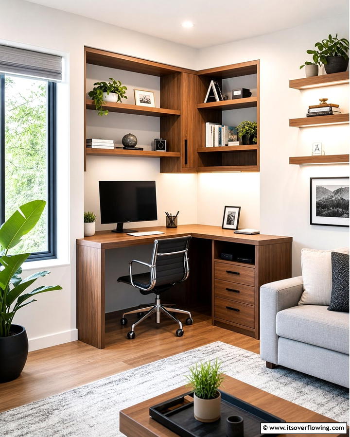 Corner Desk for Space Optimization - 25 Desk in Living Room Ideas for Functional Spaces