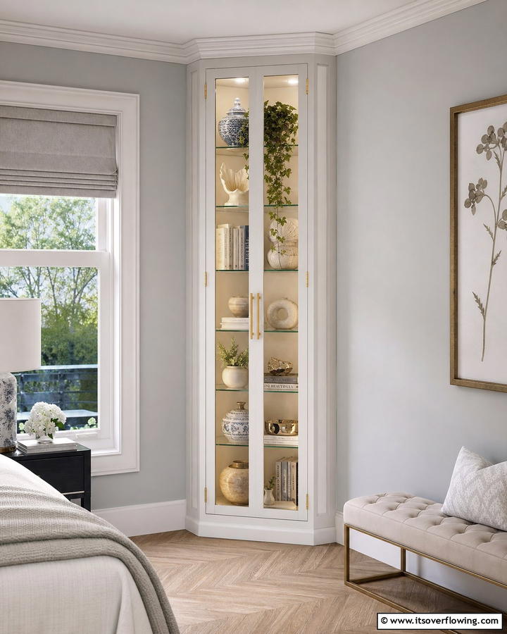 Corner Display Cabinet - 20 Bedroom Corner Ideas to Maximize Your Space
