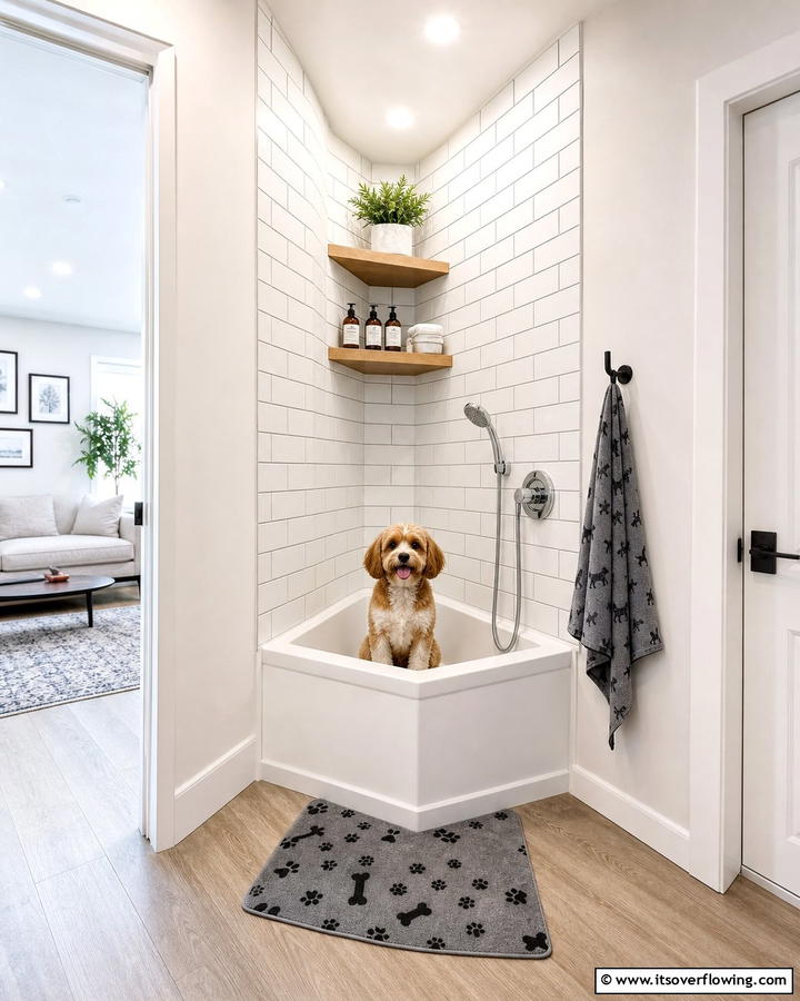 Corner Dog Wash Station for Small Spaces - 20 Dog Wash Station Ideas for a Clean and Happy Pet