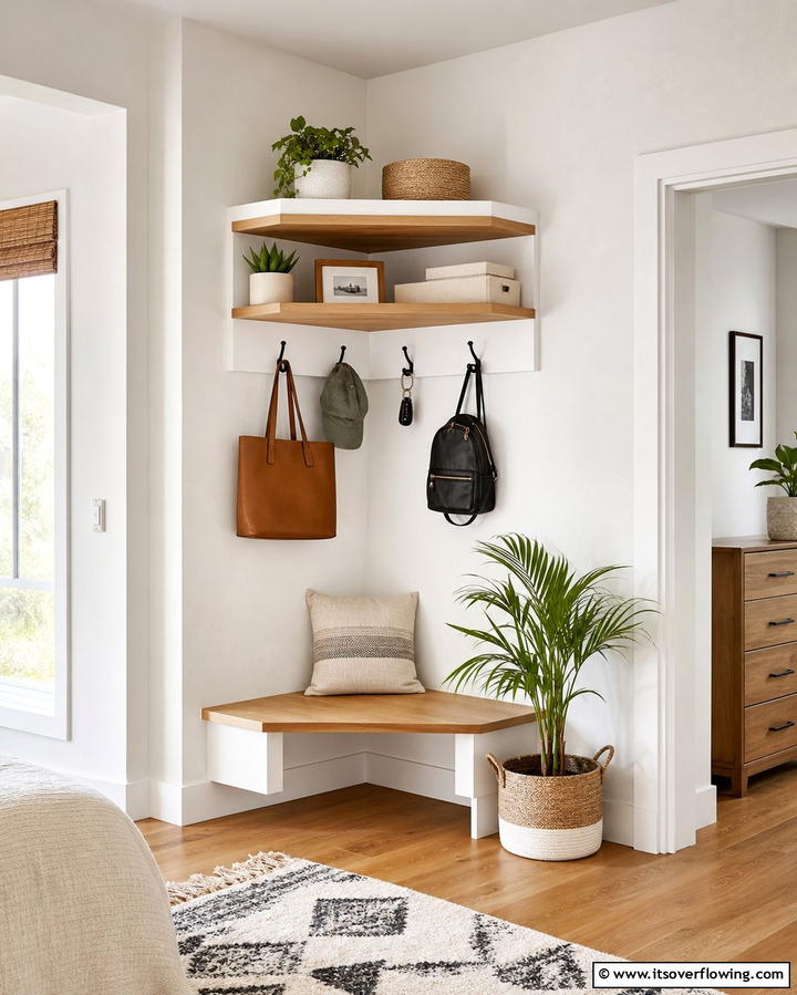 Corner Drop Zone - 25 Drop Zone Ideas to Keep Your Home Organized and Tidy