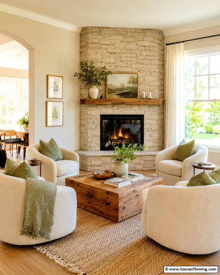 Corner Fireplace Design - 25 Cozy Living Room Fireplace Ideas for Warmth
