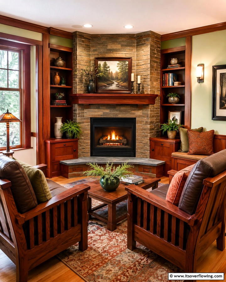 Corner Fireplace Installation - 25 Craftsman-style Fireplace Ideas- Classic & Elegant Designs