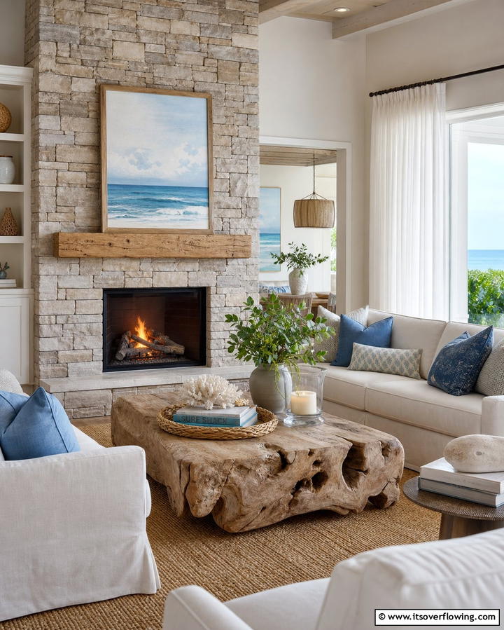 Corner Fireplace for Space Efficiency - 25 Stacked Stone Fireplace Ideas for a Rustic Look