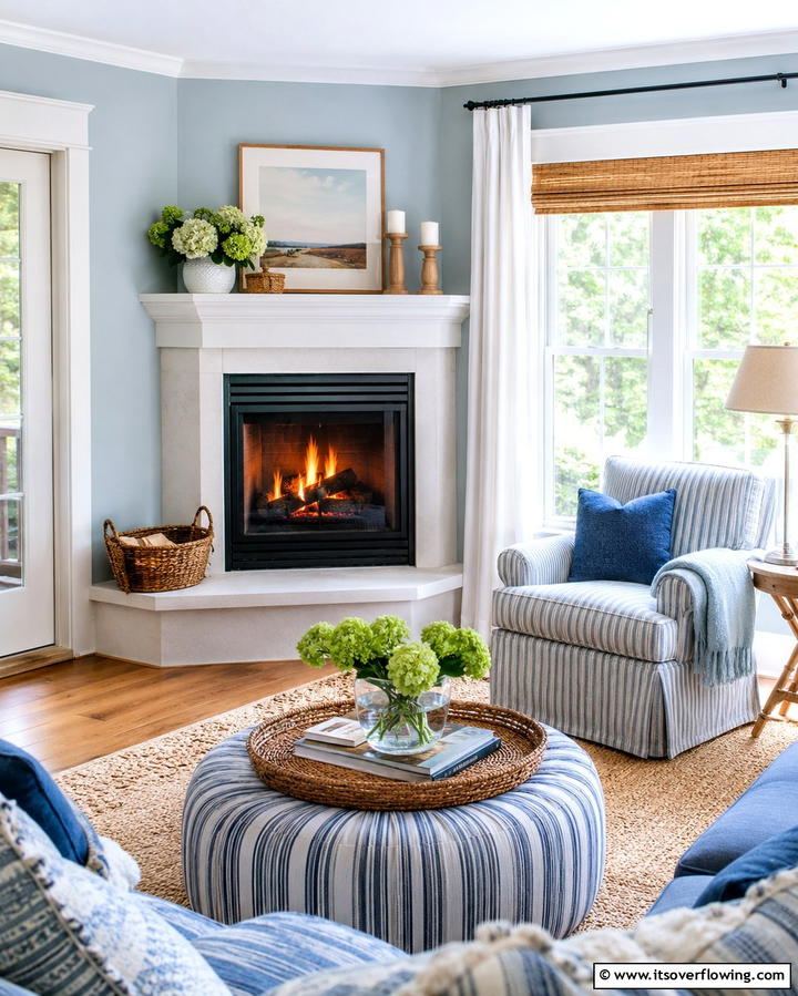 Corner Fireplace with Adjacent Windows - 25 Fireplace Between Windows Ideas for Cozy Homes