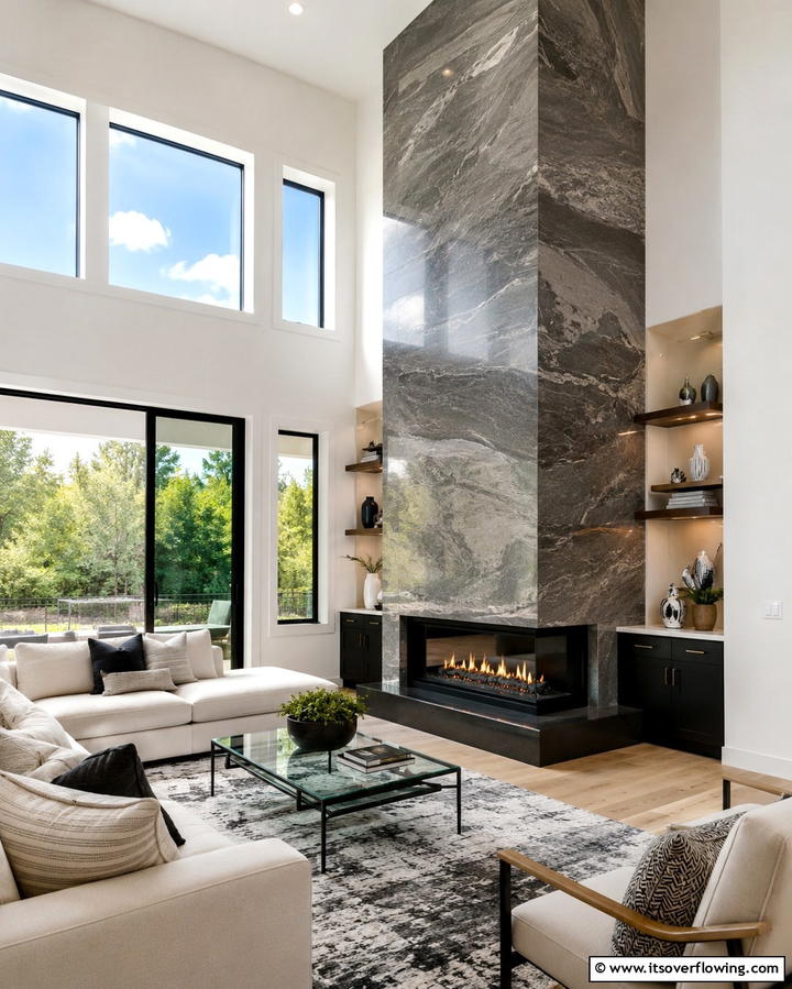 Corner Fireplace with Floor to Ceiling Tile - 25 Cozy Corner Gas Fireplace Ideas for Your Home