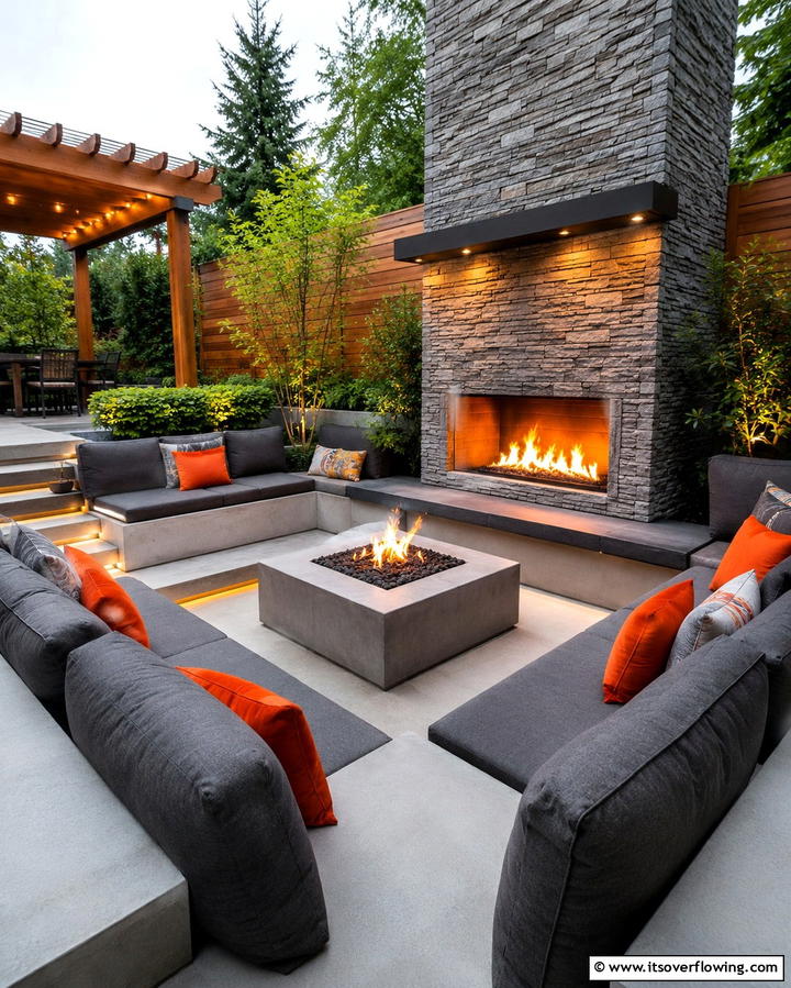 Corner Fireplace with Pergola Cover - 25 Outdoor Corner Fireplace Ideas for Cozy Nights