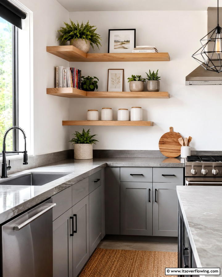 Corner Floating Shelves - 20 Kitchen Corner Ideas to Maximize Your Space