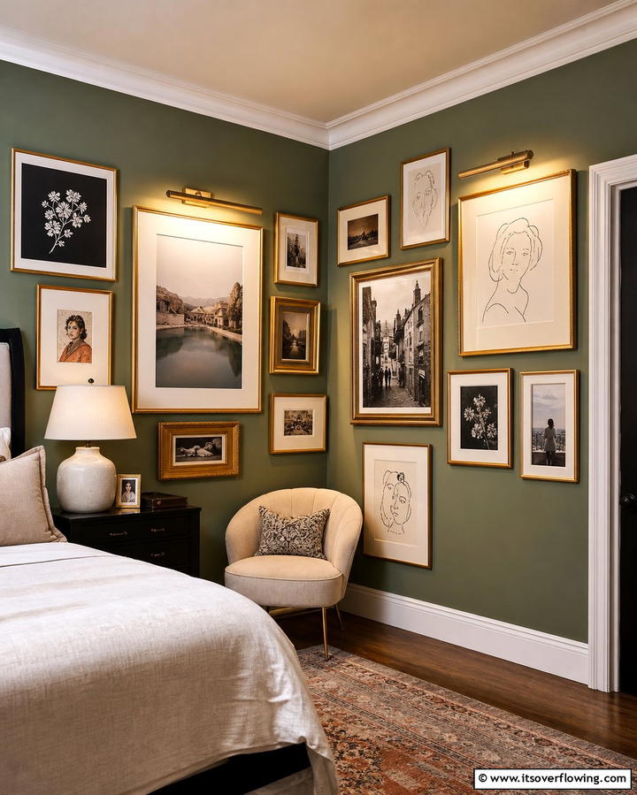 Corner Gallery Wall - 20 Bedroom Corner Ideas to Maximize Your Space