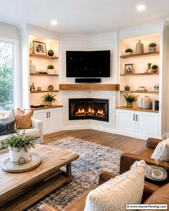 Corner Gas Fireplace with Built In Cabinets - 25 Cozy Corner Gas Fireplace Ideas for Your Home